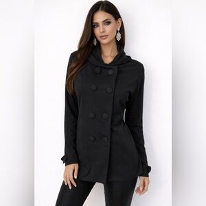 Silk Assets Black Top/blazer Size 1X Tie In Back Long Sleeve Double Breasted